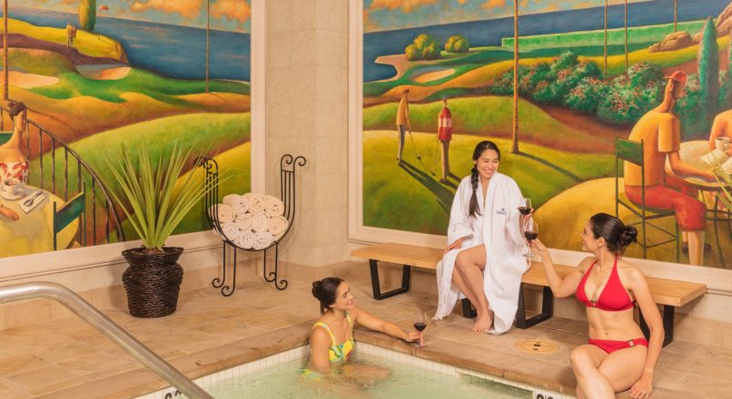 three women enjoying the spa