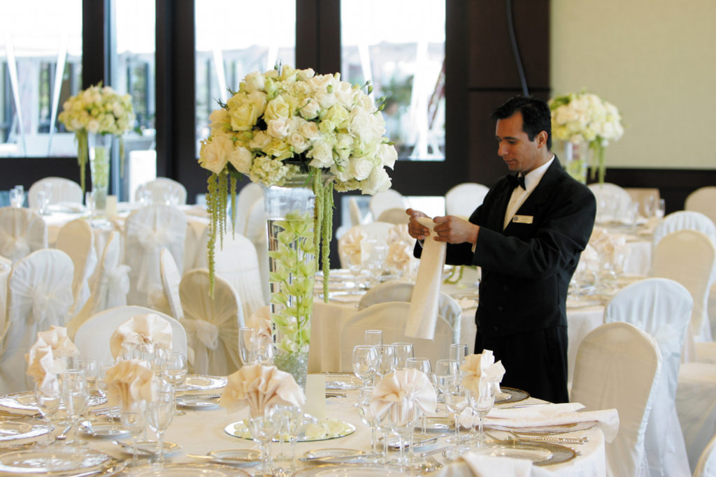 tables set for wedding reception