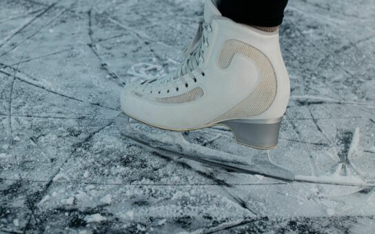 an ice skate close up